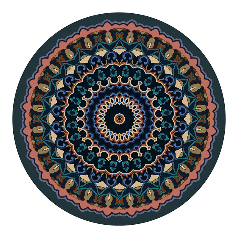 Black Graphic Rug Polyester Bohemian Rug Stain Resistant Rug for Home Decor