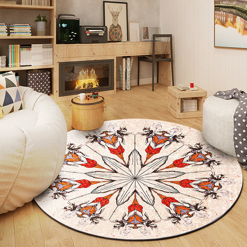 Black Graphic Rug Polyester Bohemian Rug Stain Resistant Rug for Home Decor