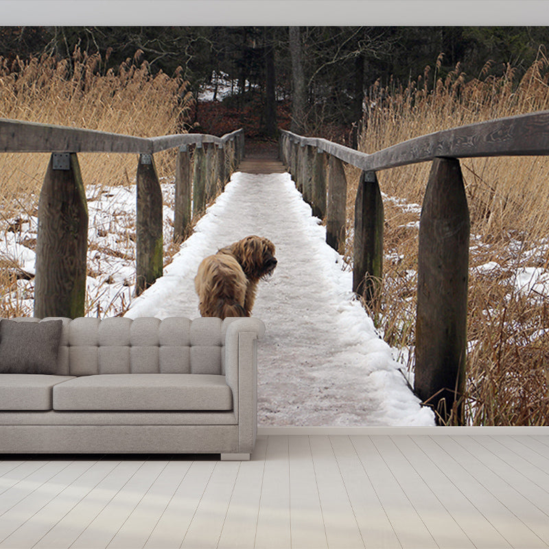 Wooden Bridge Environment Friendly Wall Mural Industrial Style Space Extension Wall Mural