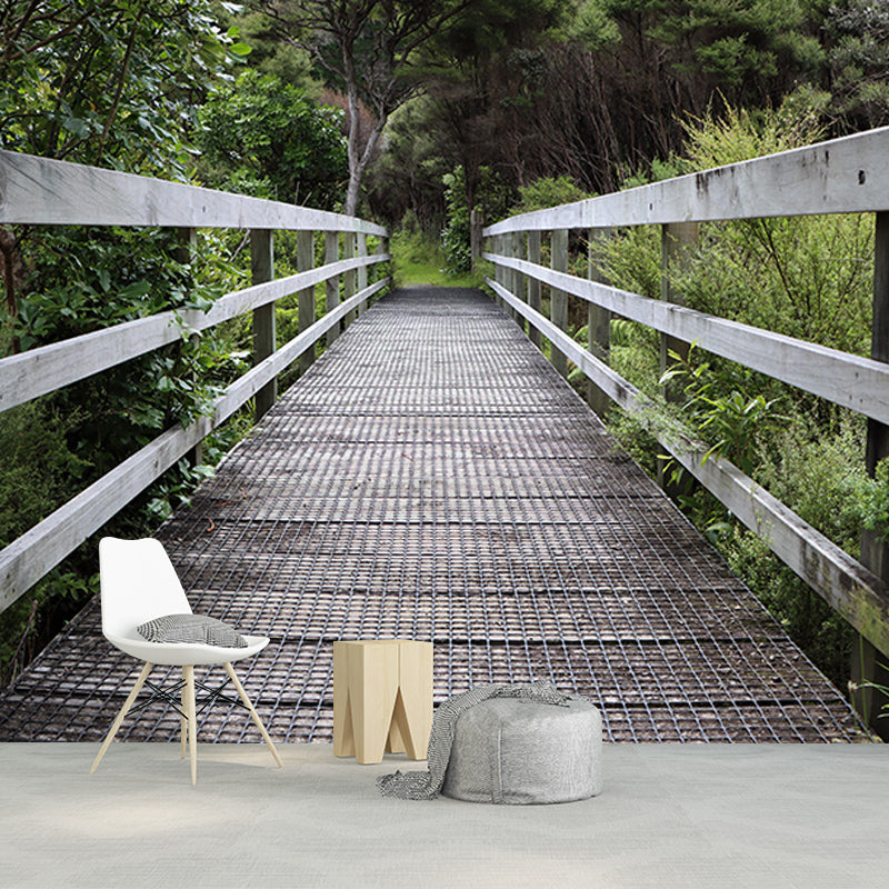 Wooden Bridge Environment Friendly Wall Mural Industrial Style Space Extension Wall Mural