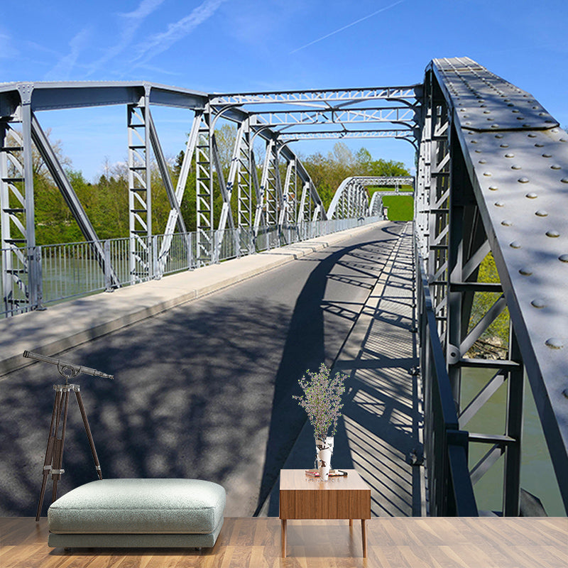 3D Bridge Environment Friendly Wall Mural Industrial Style Space Extension Wall Mural