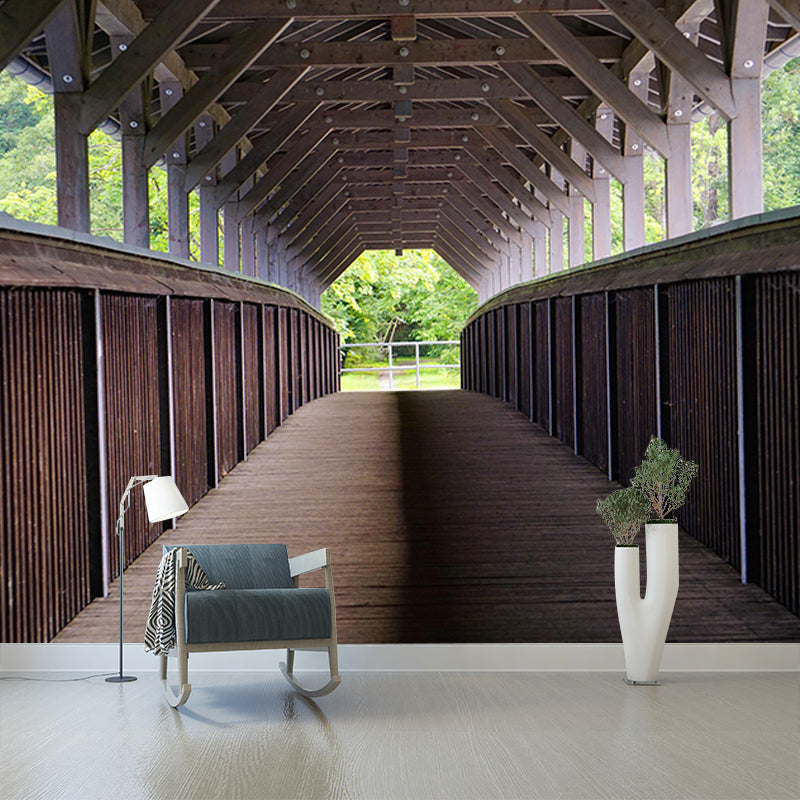3D Bridge Environment Friendly Wall Mural Industrial Style Space Extension Wall Mural