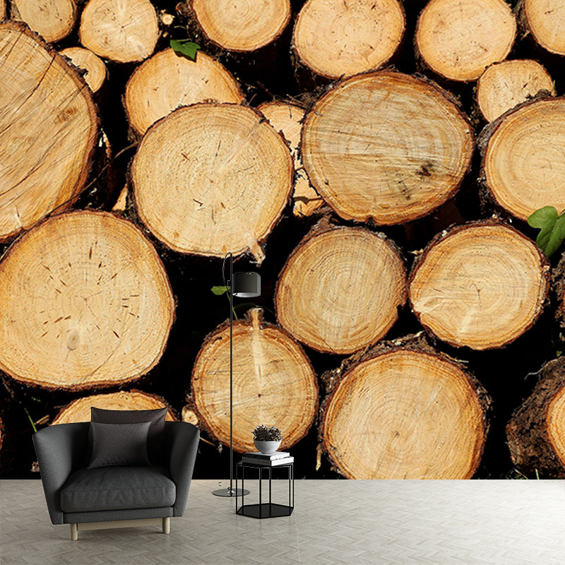 3D Mural Industrial Style Wood Grain Mural Mildew Resistant Decorative Wall Art