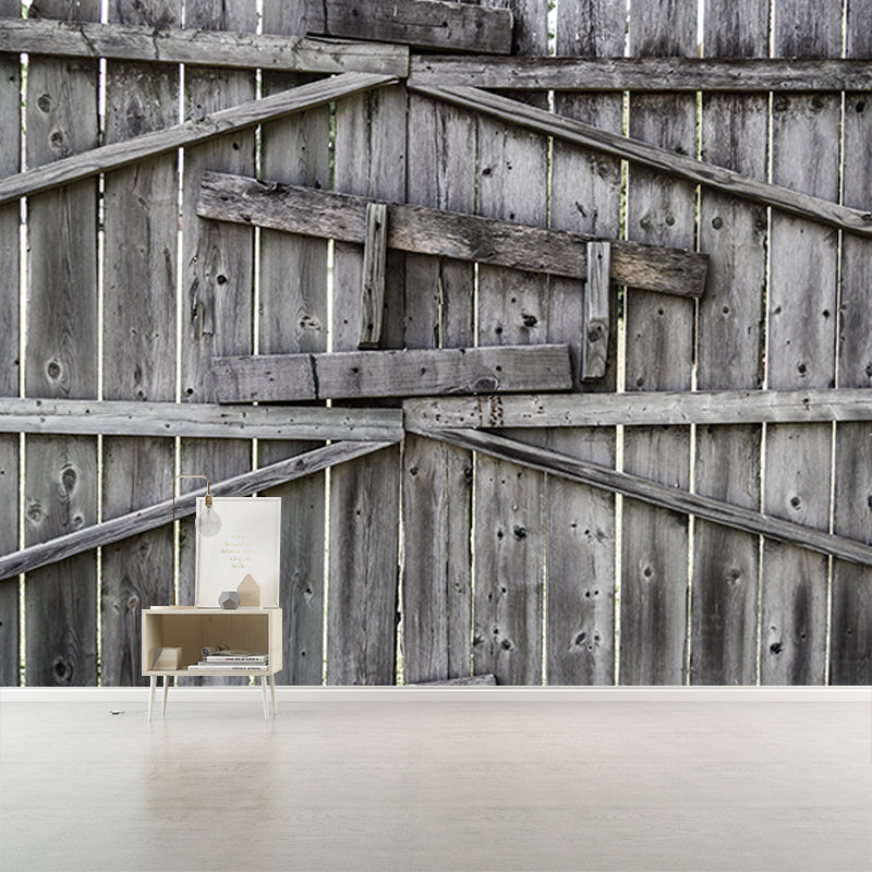 3D Mural Industrial Style Wood Grain Mural Mildew Resistant Decorative Wall Art