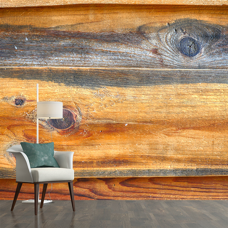 Wood Grain 3D Industrial Mural Wallpaper Mildew Resistant Decorative Wall Covering