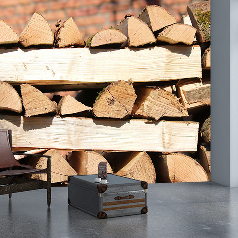 Wood Grain 3D Industrial Mural Wallpaper Mildew Resistant Decorative Wall Covering