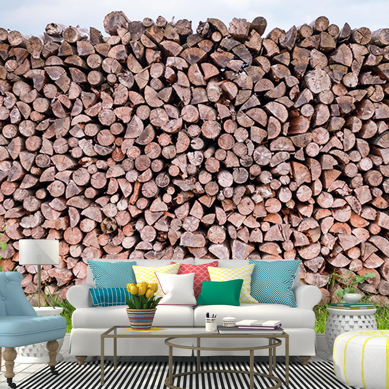 3D Industrial Wood Grain Customized Mural Mildew Resistant Decorative Wall Covering