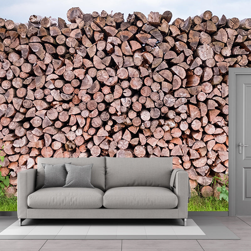 3D Industrial Wood Grain Customized Mural Mildew Resistant Decorative Wall Covering