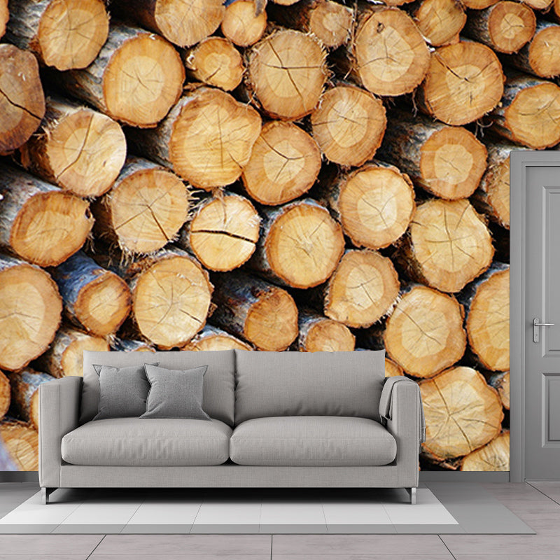 Mural 3D Wood Grain Industrial Style Mural Mildew Resistant Decorative Bedroom Wall Mural