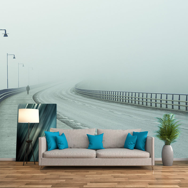 Road Scene Mural Industrial Space Extension Mural Mildew Resistant Decorative Wall Art