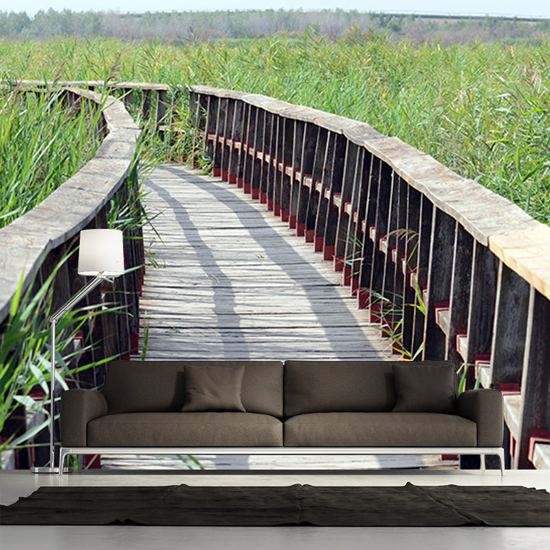 Wooden Bridge Space Extension Mural Wallpaper Mildew Resistant Decorative Wall Covering
