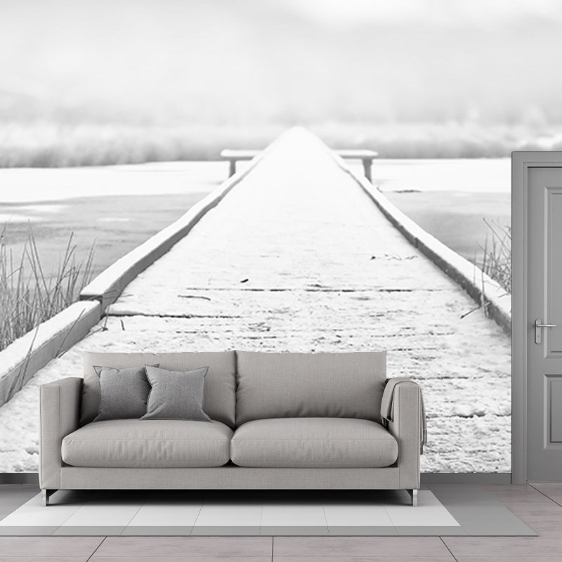 Wooden Bridge Space Extension Mural Wallpaper Mildew Resistant Decorative Wall Covering