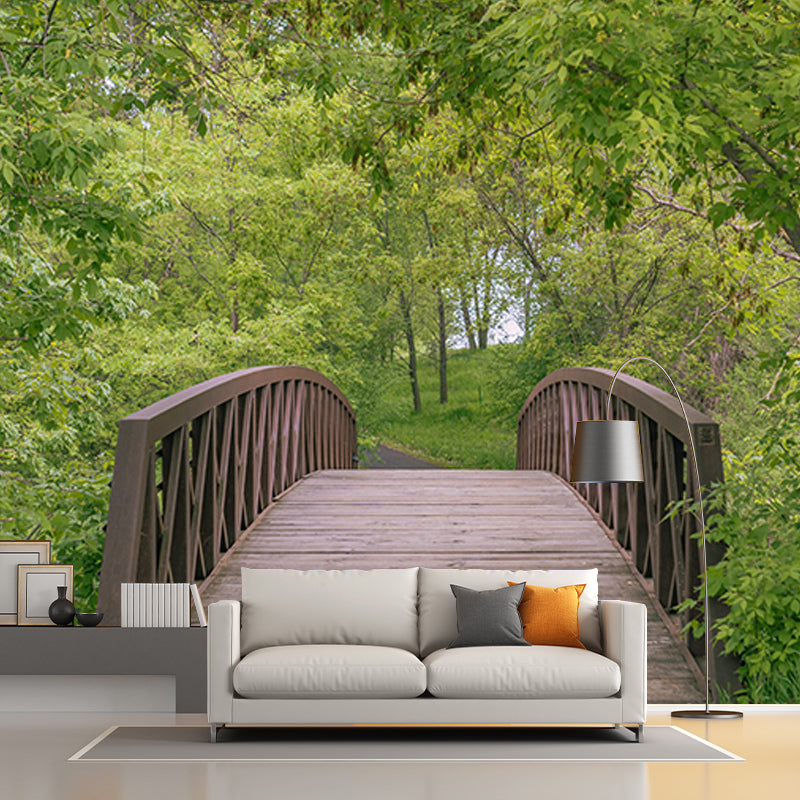 Wooden Bridge Space Extension Mural Wallpaper Mildew Resistant Decorative Wall Covering