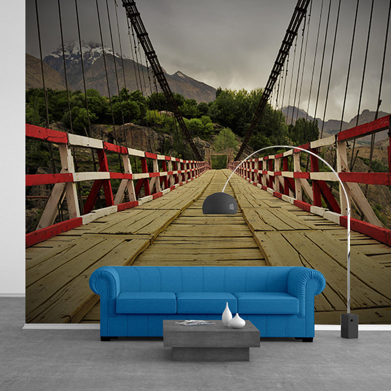 Bridge Scene Stain Resistant Space Extension Mural Mildew Dining Room Mural