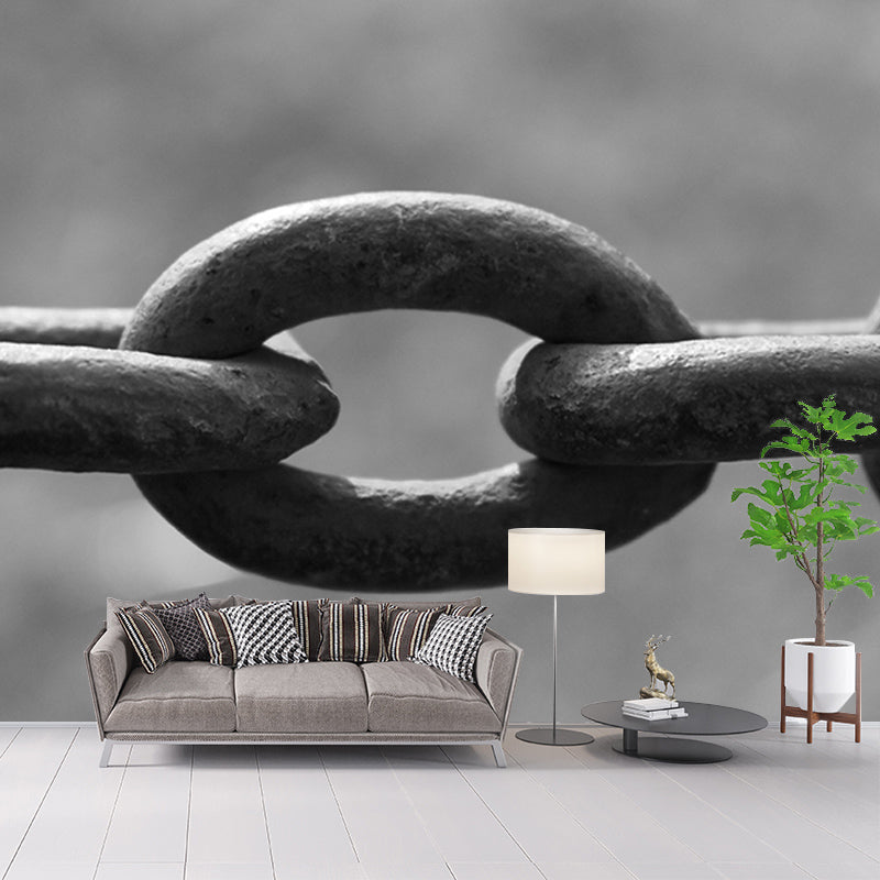 Chain Mural Customized Industrial Metal Mural Mildew Resistant Decorative Wall Covering