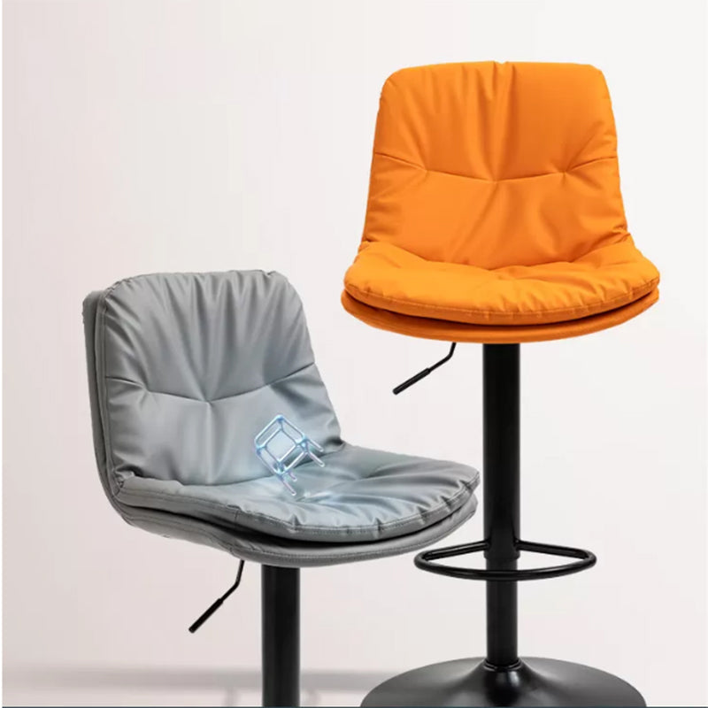 Taburete alto giratorios ajustables de hierro nórdico con asiento de cuero con asiento de cuero