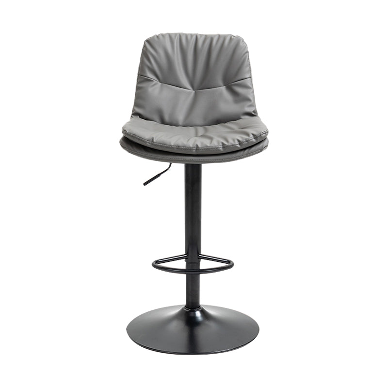 Taburete alto giratorios ajustables de hierro nórdico con asiento de cuero con asiento de cuero