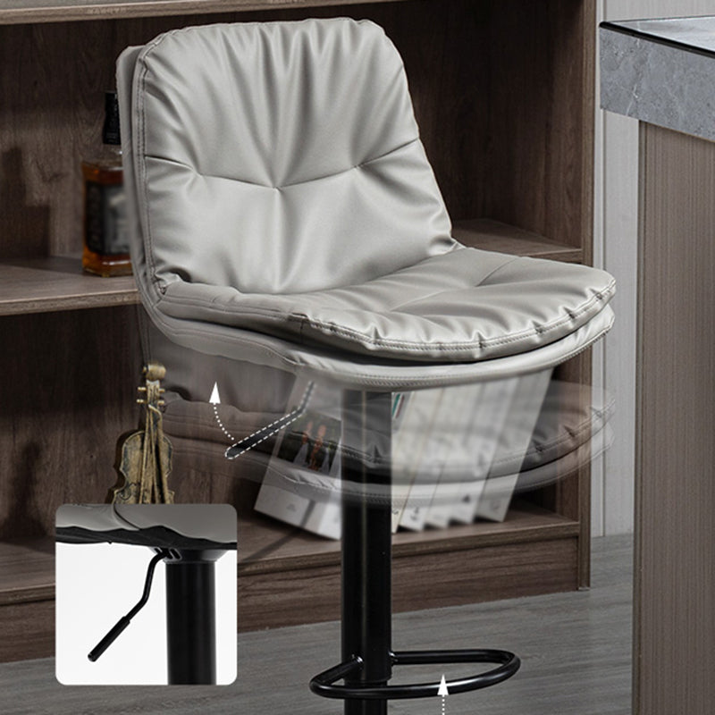 Taburete alto giratorios ajustables de hierro nórdico con asiento de cuero con asiento de cuero