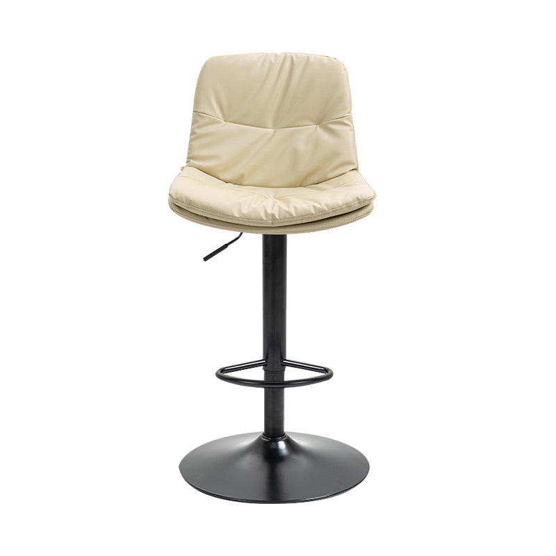 Taburete alto giratorios ajustables de hierro nórdico con asiento de cuero con asiento de cuero