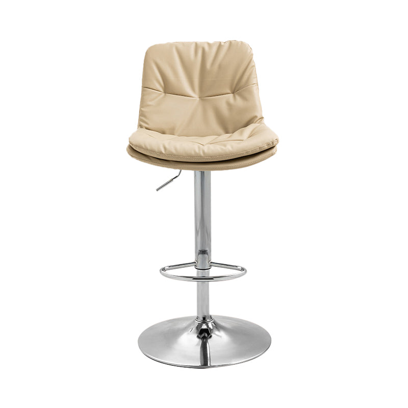 Taburete alto giratorios ajustables de hierro nórdico con asiento de cuero con asiento de cuero