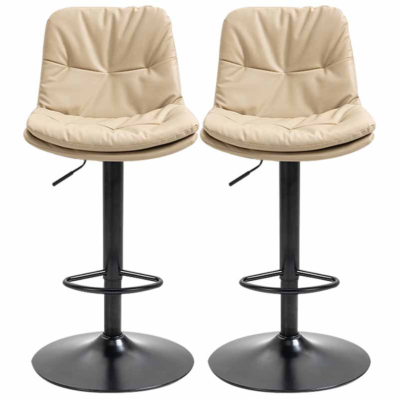 Taburete alto giratorios ajustables de hierro nórdico con asiento de cuero con asiento de cuero