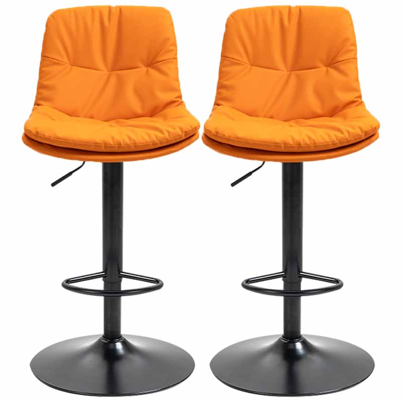 Taburete alto giratorios ajustables de hierro nórdico con asiento de cuero con asiento de cuero
