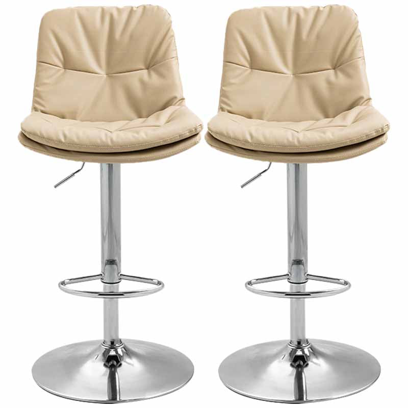 Taburete alto giratorios ajustables de hierro nórdico con asiento de cuero con asiento de cuero