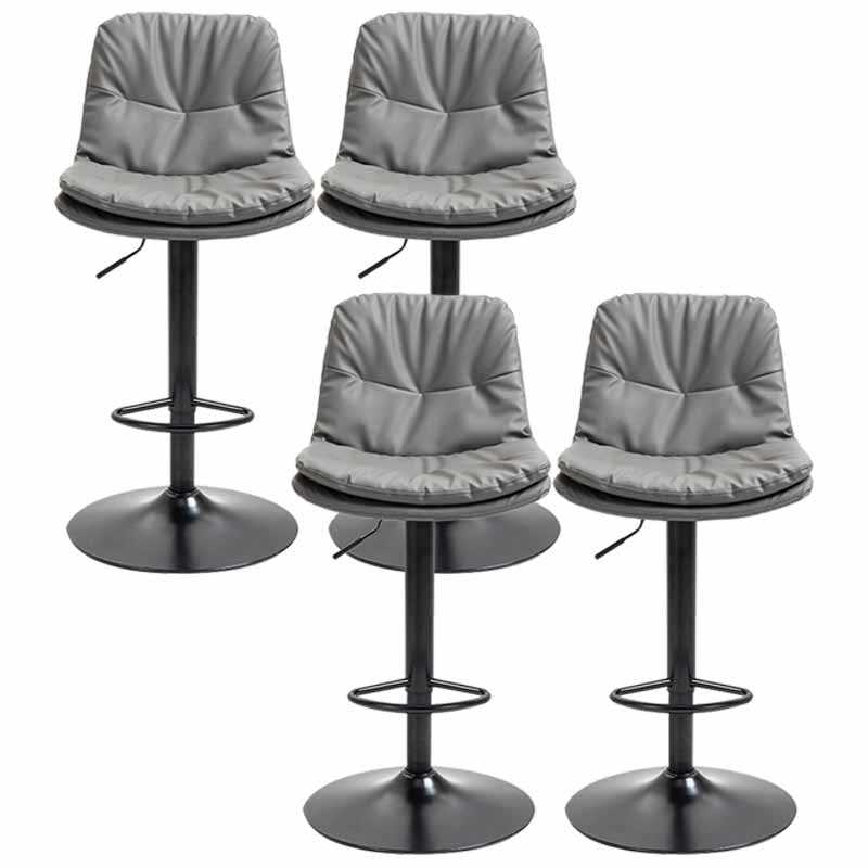 Taburete alto giratorios ajustables de hierro nórdico con asiento de cuero con asiento de cuero