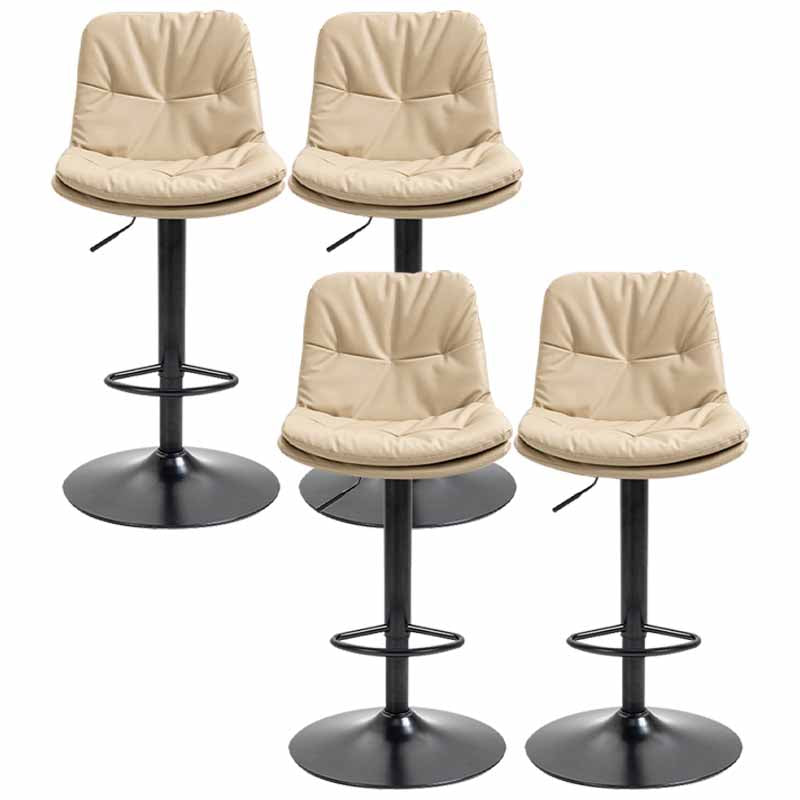 Taburete alto giratorios ajustables de hierro nórdico con asiento de cuero con asiento de cuero