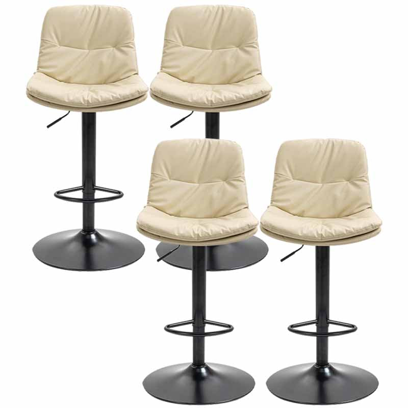 Taburete alto giratorios ajustables de hierro nórdico con asiento de cuero con asiento de cuero