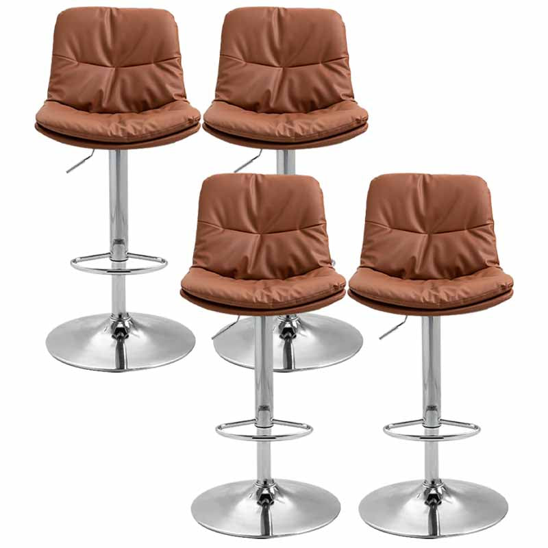 Taburete alto giratorios ajustables de hierro nórdico con asiento de cuero con asiento de cuero
