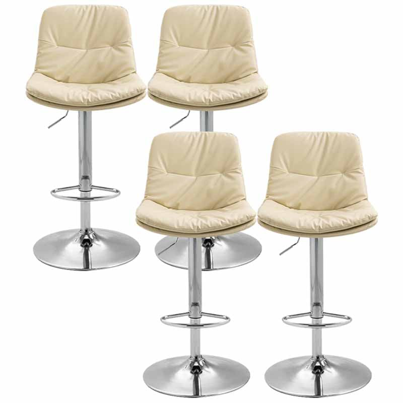 Taburete alto giratorios ajustables de hierro nórdico con asiento de cuero con asiento de cuero