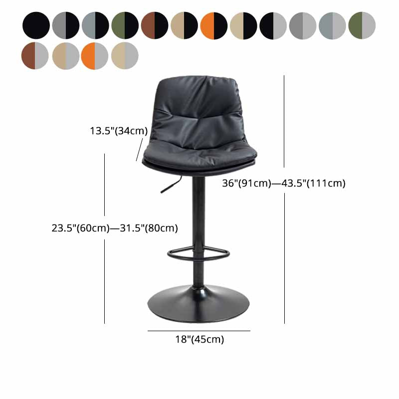 Taburete alto giratorios ajustables de hierro nórdico con asiento de cuero con asiento de cuero