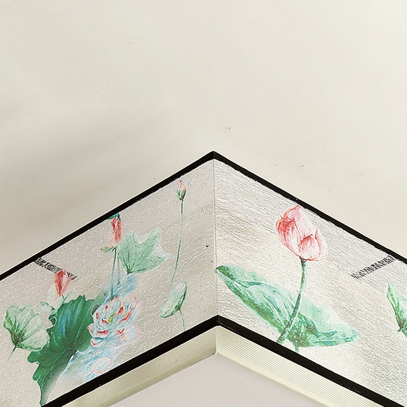 Lampe de plafond d'ombre de tissu de lumière affleurante de Style asiatique pour la salle à manger de salon