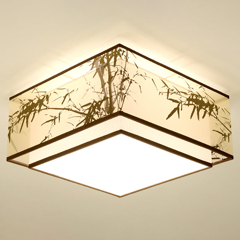 Lampe encastrée en tissu, plafonnier en forme de tambour de Style chinois pour salle à manger