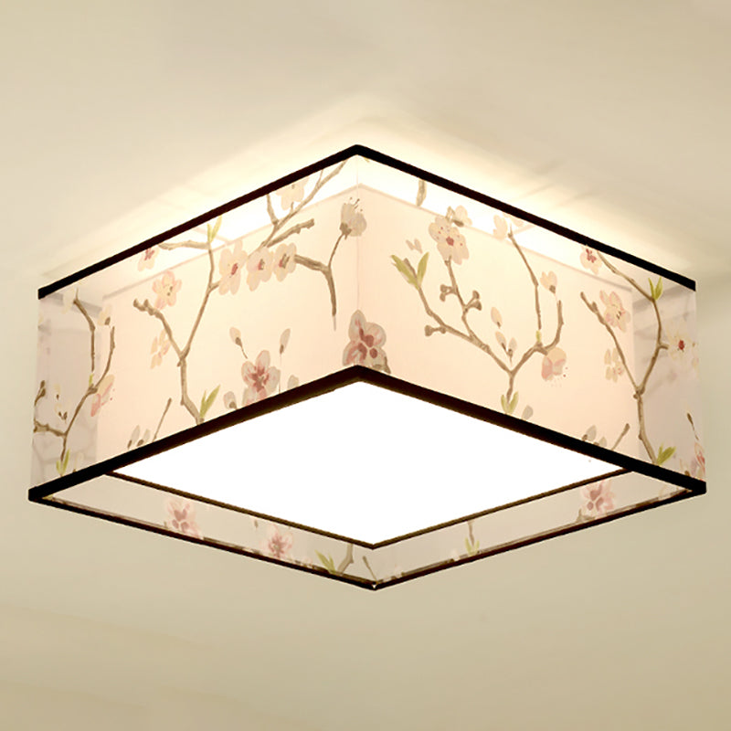 Lampe encastrée en tissu, plafonnier en forme de tambour de Style chinois pour salle à manger