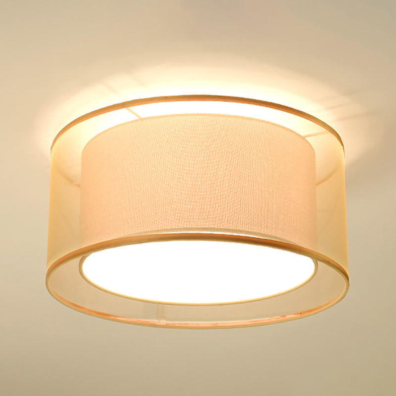 Lampe encastrée en tissu, plafonnier en forme de tambour de Style chinois pour salle à manger