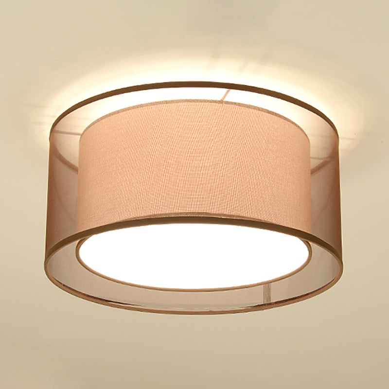 Lampe encastrée en tissu, plafonnier en forme de tambour de Style chinois pour salle à manger