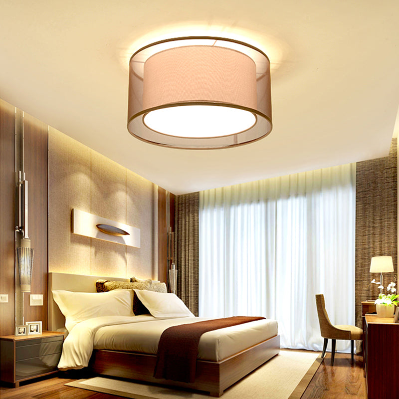 Lampe encastrée en tissu, plafonnier en forme de tambour de Style chinois pour salle à manger