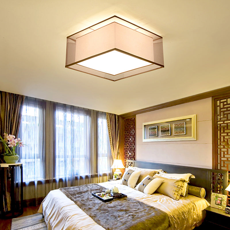 Lampe encastrée en tissu, plafonnier en forme de tambour de Style chinois pour salle à manger