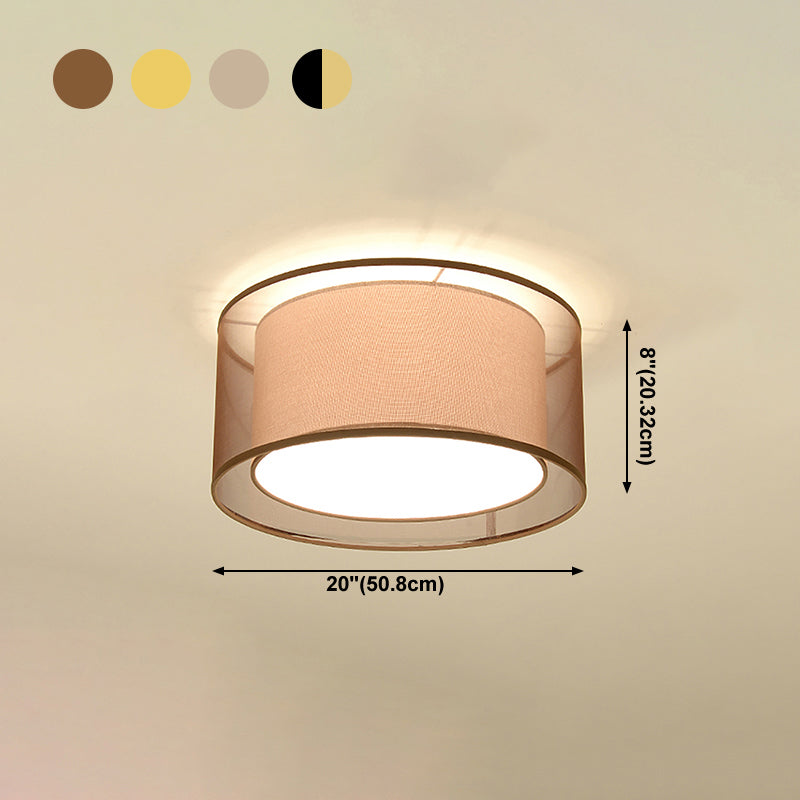 Lampe encastrée en tissu, plafonnier en forme de tambour de Style chinois pour salle à manger
