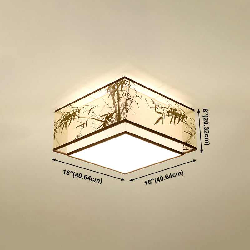 Lampe encastrée en tissu, plafonnier en forme de tambour de Style chinois pour salle à manger