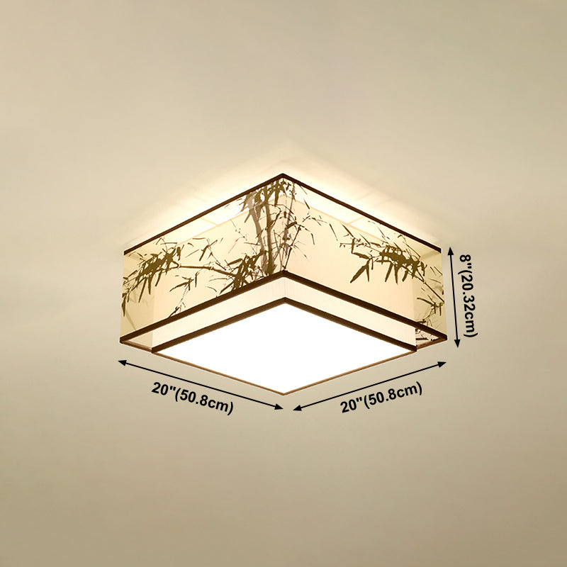 Lampe encastrée en tissu, plafonnier en forme de tambour de Style chinois pour salle à manger