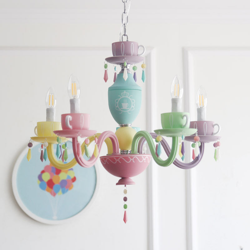 Lustre en macaron multi-tête contemporain luminaires de pendentif en verre métallique pour chambre à coucher pour la chambre à coucher