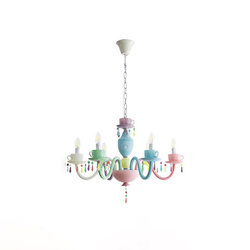 Lustre en macaron multi-tête contemporain luminaires de pendentif en verre métallique pour chambre à coucher pour la chambre à coucher