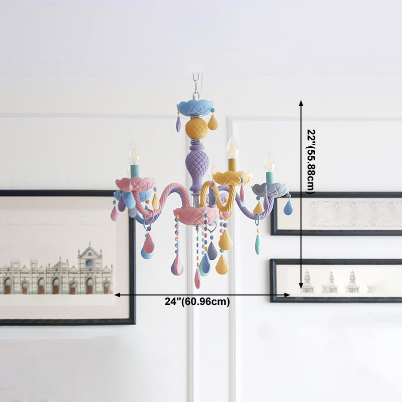 Lustre en macaron multi-tête contemporain luminaires de pendentif en verre métallique pour chambre à coucher pour la chambre à coucher