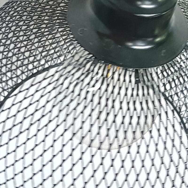 Luce a sospensione nera in stile industriale 1 Schermo mesh Schermo solare Luce sospesa