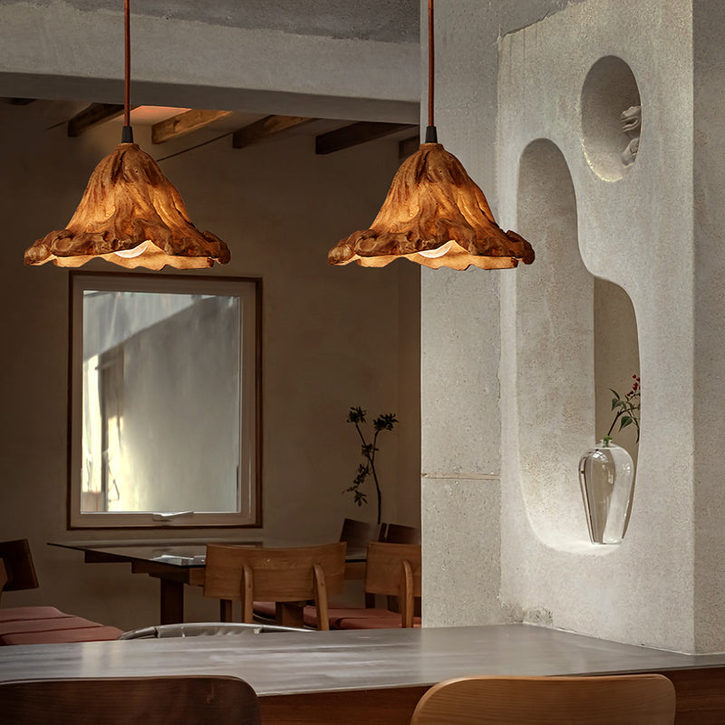 Décor décor lotus feuille en forme de pendentif en résine à manger lampe de suspension de plafond