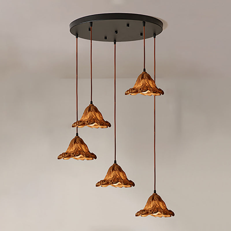 Décor décor lotus feuille en forme de pendentif en résine à manger lampe de suspension de plafond