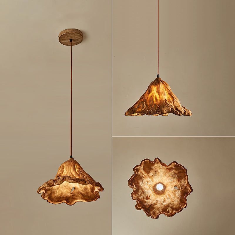 Décor décor lotus feuille en forme de pendentif en résine à manger lampe de suspension de plafond